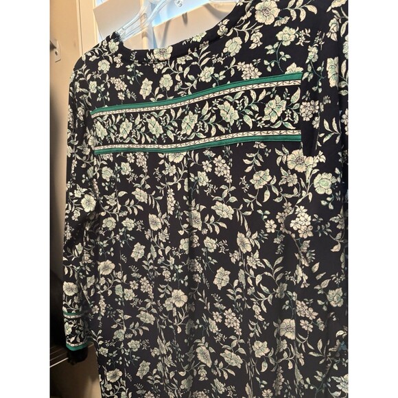 J. Jill Blouse 3/4 Sleeve Stretch Knit Tunic Blouse Women's MP NWT Black w green - Picture 5 of 6